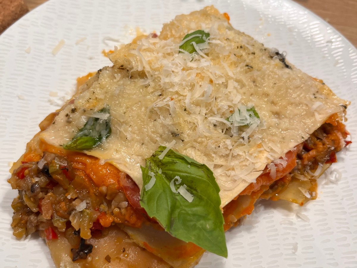 Lasaña de verduras con calabaza y jamón&nbsp;serrano