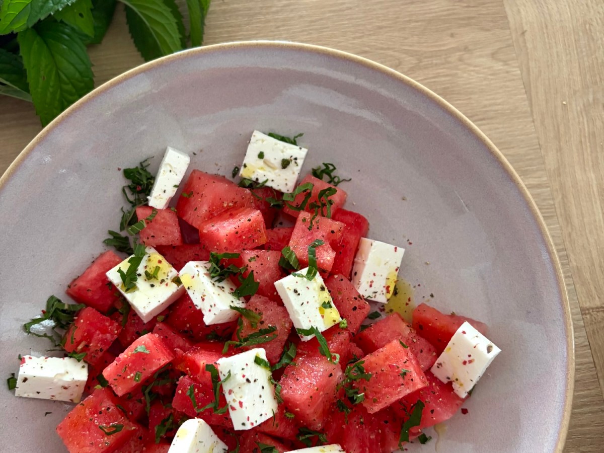 Ensalada de sandía, queso feta y&nbsp;menta